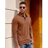 image:imageCOOFANDY Mens Long Sleeve Polo Shirts Button Casual Tee Collared Work Pullover ShirtsCaramel