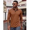 image:imageCOOFANDY Mens Long Sleeve Polo Shirts Button Casual Tee Collared Work Pullover ShirtsCaramel