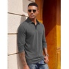 image:imageCOOFANDY Mens Long Sleeve Polo Shirts Button Casual Tee Collared Work Pullover ShirtsDark Grey