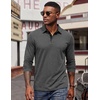 image:imageCOOFANDY Mens Long Sleeve Polo Shirts Button Casual Tee Collared Work Pullover ShirtsDark Grey