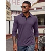 image:imageCOOFANDY Mens Long Sleeve Polo Shirts Button Casual Tee Collared Work Pullover ShirtsDark Purple