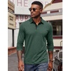 image:imageCOOFANDY Mens Long Sleeve Polo Shirts Button Casual Tee Collared Work Pullover ShirtsGreen