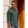 image:imageCOOFANDY Mens Long Sleeve Polo Shirts Button Casual Tee Collared Work Pullover ShirtsGreen