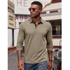image:imageCOOFANDY Mens Long Sleeve Polo Shirts Button Casual Tee Collared Work Pullover ShirtsKhaki