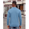 image:imageCOOFANDY Mens Long Sleeve Polo Shirts Button Casual Tee Collared Work Pullover ShirtsLight Blue