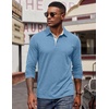 image:imageCOOFANDY Mens Long Sleeve Polo Shirts Button Casual Tee Collared Work Pullover ShirtsLight Blue