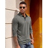 image:imageCOOFANDY Mens Long Sleeve Polo Shirts Button Casual Tee Collared Work Pullover ShirtsLight Grey