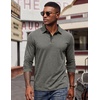 image:imageCOOFANDY Mens Long Sleeve Polo Shirts Button Casual Tee Collared Work Pullover ShirtsLight Grey