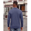 image:imageCOOFANDY Mens Long Sleeve Polo Shirts Button Casual Tee Collared Work Pullover ShirtsNavy Blue