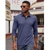 image:imageCOOFANDY Mens Long Sleeve Polo Shirts Button Casual Tee Collared Work Pullover ShirtsNavy Blue