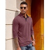 image:imageCOOFANDY Mens Long Sleeve Polo Shirts Button Casual Tee Collared Work Pullover ShirtsWine Red