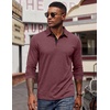 image:imageCOOFANDY Mens Long Sleeve Polo Shirts Button Casual Tee Collared Work Pullover ShirtsWine Red