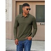 image:imageCOOFANDY Mens Long Sleeve Polo Shirts Casual Work Button Collared PulloverArmy Green