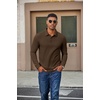 image:imageCOOFANDY Mens Long Sleeve Polo Shirts Casual Work Button Collared PulloverBrown