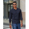image:imageCOOFANDY Mens Long Sleeve Polo Shirts Casual Work Button Collared PulloverNavy Blue