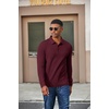 image:imageCOOFANDY Mens Long Sleeve Polo Shirts Casual Work Button Collared PulloverWine Red
