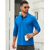 image:imageCOOFANDY Mens Long Sleeve Polo Shirts Cotton Collared Shirts Casual Business Polo Classic Golf T ShirtsBlue