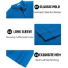 image:imageCOOFANDY Mens Long Sleeve Polo Shirts Cotton Collared Shirts Casual Business Polo Classic Golf T ShirtsBlue