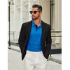 image:imageCOOFANDY Mens Long Sleeve Polo Shirts Cotton Collared Shirts Casual Business Polo Classic Golf T ShirtsBlue