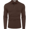 image:imageCOOFANDY Mens Long Sleeve Polo Shirts Cotton Collared Shirts Casual Business Polo Classic Golf T ShirtsBrown