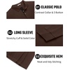 image:imageCOOFANDY Mens Long Sleeve Polo Shirts Cotton Collared Shirts Casual Business Polo Classic Golf T ShirtsBrown