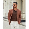 image:imageCOOFANDY Mens Long Sleeve Polo Shirts Cotton Collared Shirts Casual Business Polo Classic Golf T ShirtsBrown