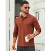 image:imageCOOFANDY Mens Long Sleeve Polo Shirts Cotton Collared Shirts Casual Business Polo Classic Golf T ShirtsCaramel