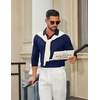 image:imageCOOFANDY Mens Long Sleeve Polo Shirts Cotton Collared Shirts Casual Business Polo Classic Golf T ShirtsDark Blue