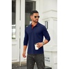image:imageCOOFANDY Mens Long Sleeve Polo Shirts Cotton Collared Shirts Casual Business Polo Classic Golf T ShirtsDark Blue