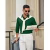 image:imageCOOFANDY Mens Long Sleeve Polo Shirts Cotton Collared Shirts Casual Business Polo Classic Golf T ShirtsGreen