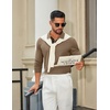 image:imageCOOFANDY Mens Long Sleeve Polo Shirts Cotton Collared Shirts Casual Business Polo Classic Golf T ShirtsKhaki