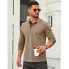 image:imageCOOFANDY Mens Long Sleeve Polo Shirts Cotton Collared Shirts Casual Business Polo Classic Golf T ShirtsKhaki