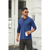 image:imageCOOFANDY Mens Long Sleeve Polo Shirts Cotton Collared Shirts Casual Business Polo Classic Golf T ShirtsLight Blue