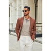image:imageCOOFANDY Mens Long Sleeve Polo Shirts Cotton Collared Shirts Casual Business Polo Classic Golf T ShirtsLight Khaki