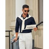 image:imageCOOFANDY Mens Long Sleeve Polo Shirts Cotton Collared Shirts Casual Business Polo Classic Golf T ShirtsNavy Blue