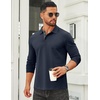 image:imageCOOFANDY Mens Long Sleeve Polo Shirts Cotton Collared Shirts Casual Business Polo Classic Golf T ShirtsNavy Blue