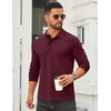 image:imageCOOFANDY Mens Long Sleeve Polo Shirts Cotton Collared Shirts Casual Business Polo Classic Golf T ShirtsWine Red