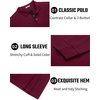 image:imageCOOFANDY Mens Long Sleeve Polo Shirts Cotton Collared Shirts Casual Business Polo Classic Golf T ShirtsWine Red