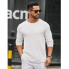 image:imageCOOFANDY Mens Long Sleeve Tee Shirts Crew Neck T Shirt Solid Casual Basic Tees Soft Stretch TShirtsAll White