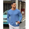 image:imageCOOFANDY Mens Long Sleeve Tee Shirts Crew Neck T Shirt Solid Casual Basic Tees Soft Stretch TShirtsBlue