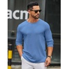 image:imageCOOFANDY Mens Long Sleeve Tee Shirts Crew Neck T Shirt Solid Casual Basic Tees Soft Stretch TShirtsBlue