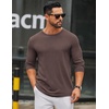 image:imageCOOFANDY Mens Long Sleeve Tee Shirts Crew Neck T Shirt Solid Casual Basic Tees Soft Stretch TShirtsBrown