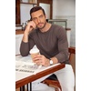 image:imageCOOFANDY Mens Long Sleeve Tee Shirts Crew Neck T Shirt Solid Casual Basic Tees Soft Stretch TShirtsBrown