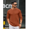 image:imageCOOFANDY Mens Long Sleeve Tee Shirts Crew Neck T Shirt Solid Casual Basic Tees Soft Stretch TShirtsCaramel