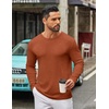 image:imageCOOFANDY Mens Long Sleeve Tee Shirts Crew Neck T Shirt Solid Casual Basic Tees Soft Stretch TShirtsCaramel