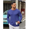 image:imageCOOFANDY Mens Long Sleeve Tee Shirts Crew Neck T Shirt Solid Casual Basic Tees Soft Stretch TShirtsHeather Blue