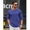 image:imageCOOFANDY Mens Long Sleeve Tee Shirts Crew Neck T Shirt Solid Casual Basic Tees Soft Stretch TShirtsHeather Blue