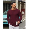 image:imageCOOFANDY Mens Long Sleeve Tee Shirts Crew Neck T Shirt Solid Casual Basic Tees Soft Stretch TShirtsHeather Burgundy