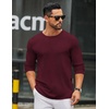 image:imageCOOFANDY Mens Long Sleeve Tee Shirts Crew Neck T Shirt Solid Casual Basic Tees Soft Stretch TShirtsHeather Burgundy