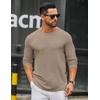 image:imageCOOFANDY Mens Long Sleeve Tee Shirts Crew Neck T Shirt Solid Casual Basic Tees Soft Stretch TShirtsKhaki